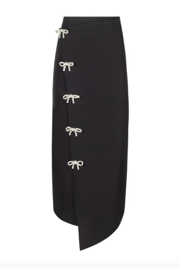 Rhinestone Bow Midi Skirt
