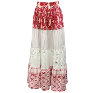 Rianna   Nina White / Red Multi Cotton Maxi Skirt