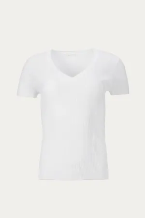 RIBBED MINI V NECK