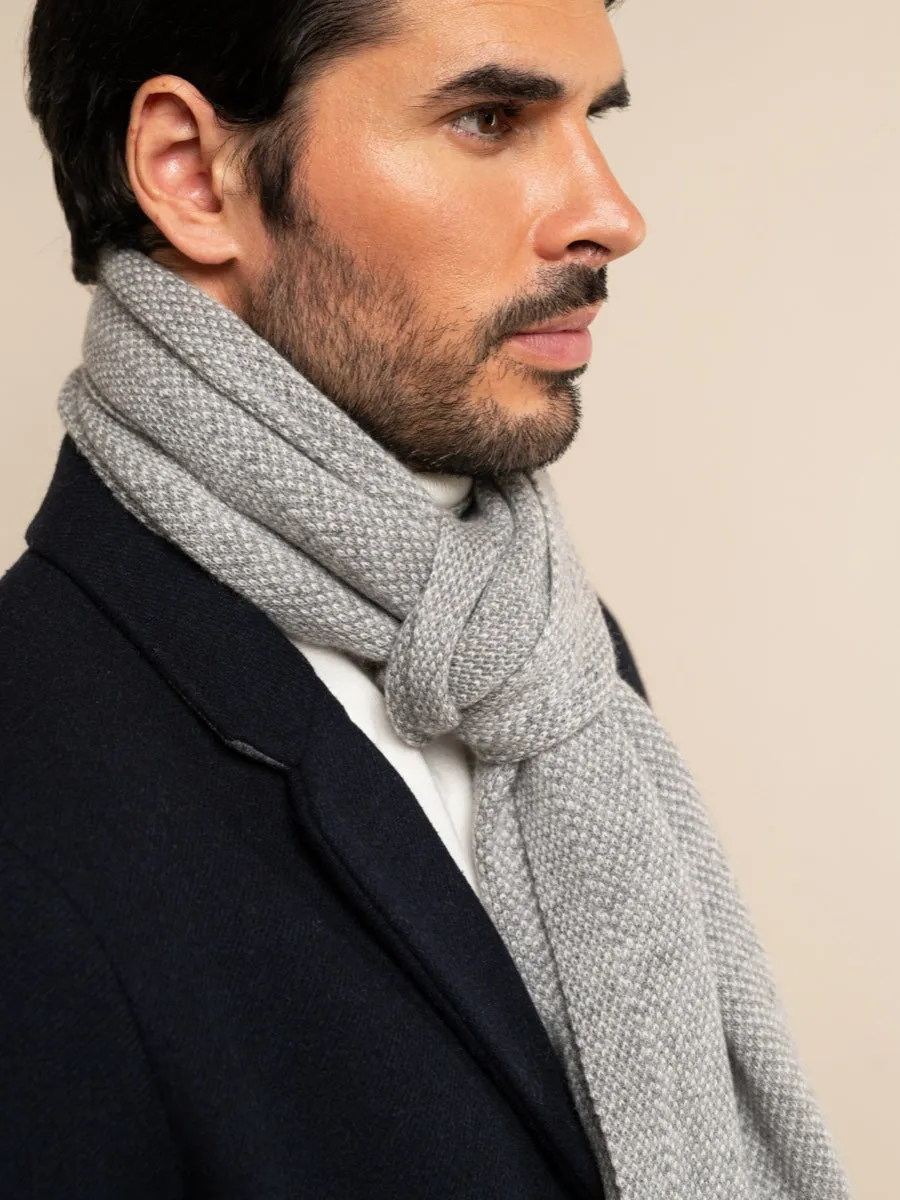 Riccardo (grey & white) - 100% cashmere scarf with pattern