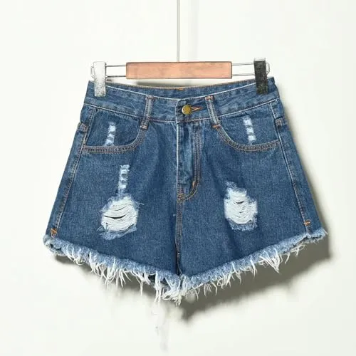Ripped Jeans Saved for Later Items List in My Account haul Store Clearance Women's Shorts Denim 2025 Summer Fashion Trends Plus Size High Waisted Button Front Ripped Solid Jeans with Pockets