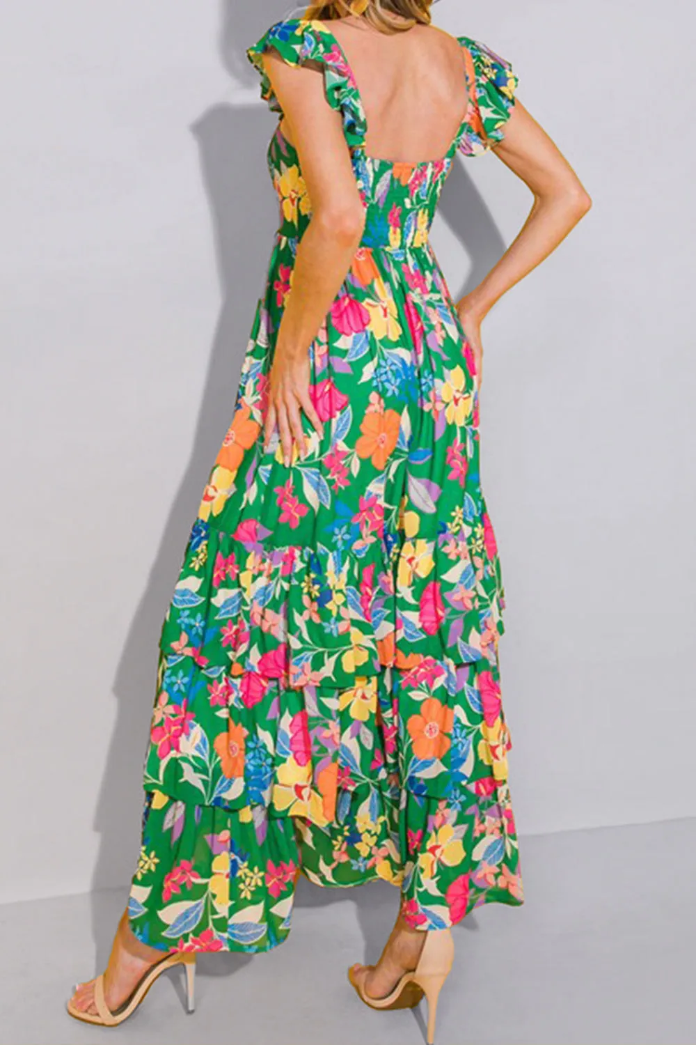 Robin Tiered Ruffled Printed Sleeveless Dress
