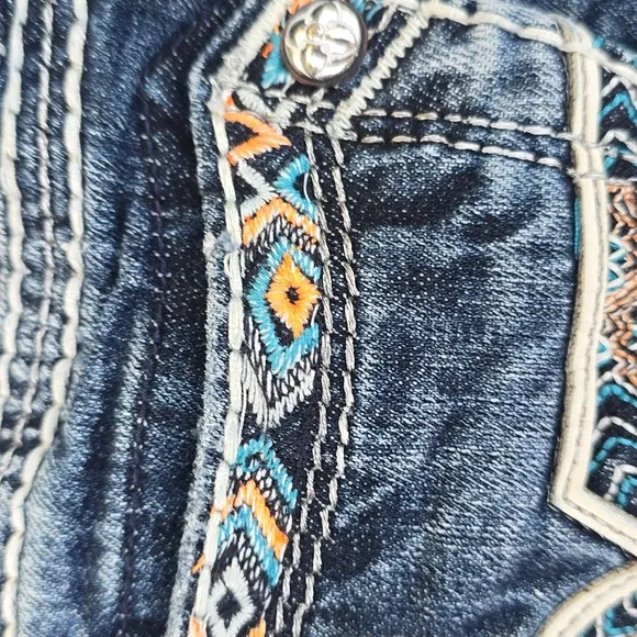Rock Revival Windie Aztec Boho Denim Jean Shorts Size 25