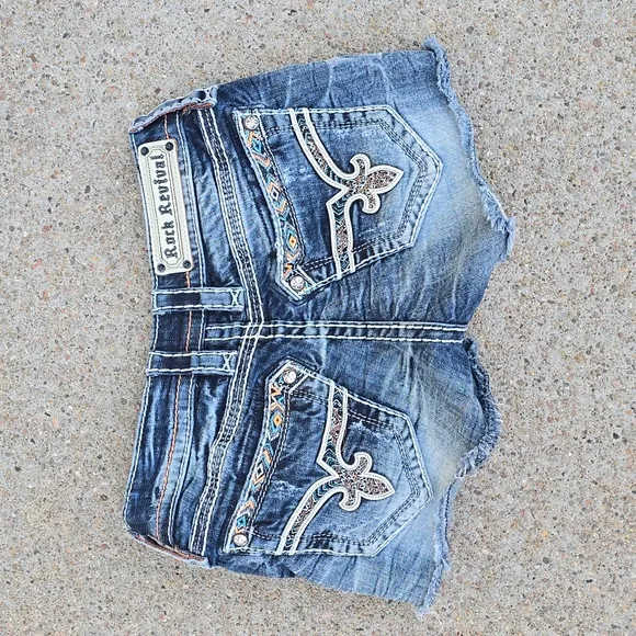 Rock Revival Windie Aztec Boho Denim Jean Shorts Size 25