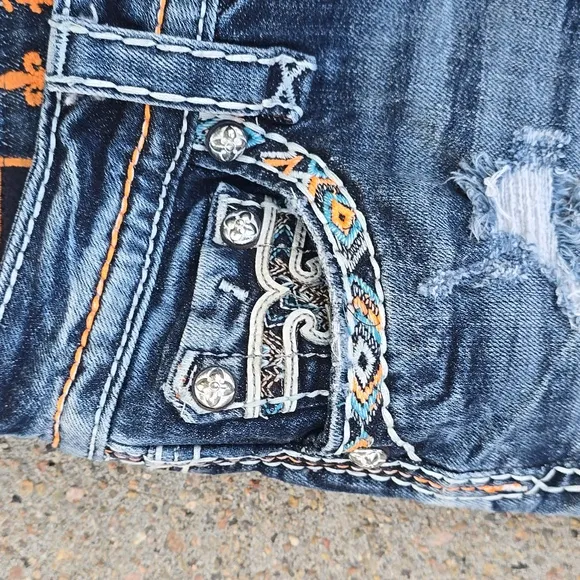 Rock Revival Windie Aztec Boho Denim Jean Shorts Size 25
