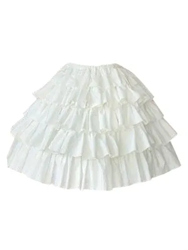 Rococo Lolita Skirt SK Cotton Layered Ruffles Pleated A Line White Lolita Skirt