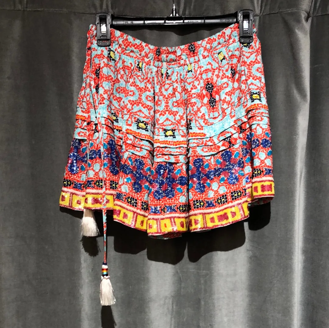 Rococo Sand Elastic Waist Mini Skirt with Multicolo Sequins