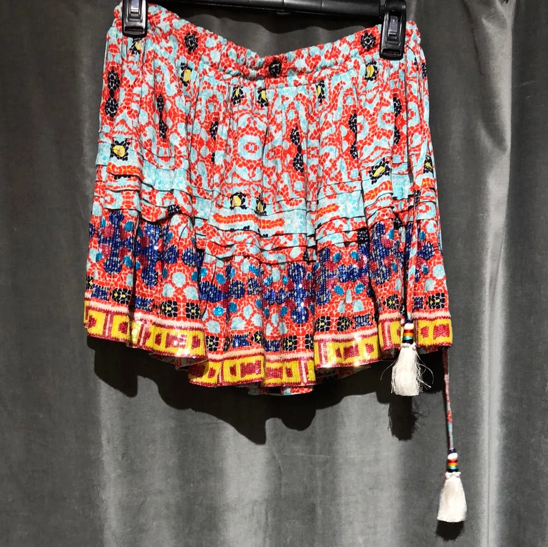 Rococo Sand Elastic Waist Mini Skirt with Multicolo Sequins