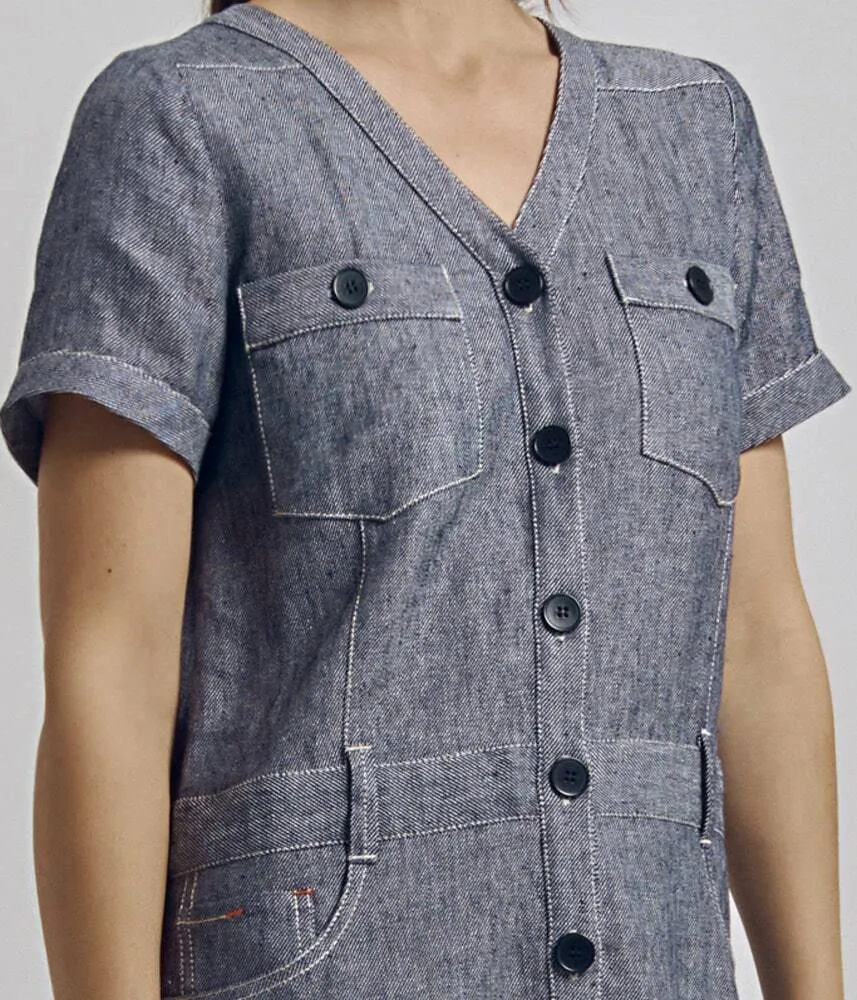 ROLINO STRAIGHT CHAMBRAY DRESS