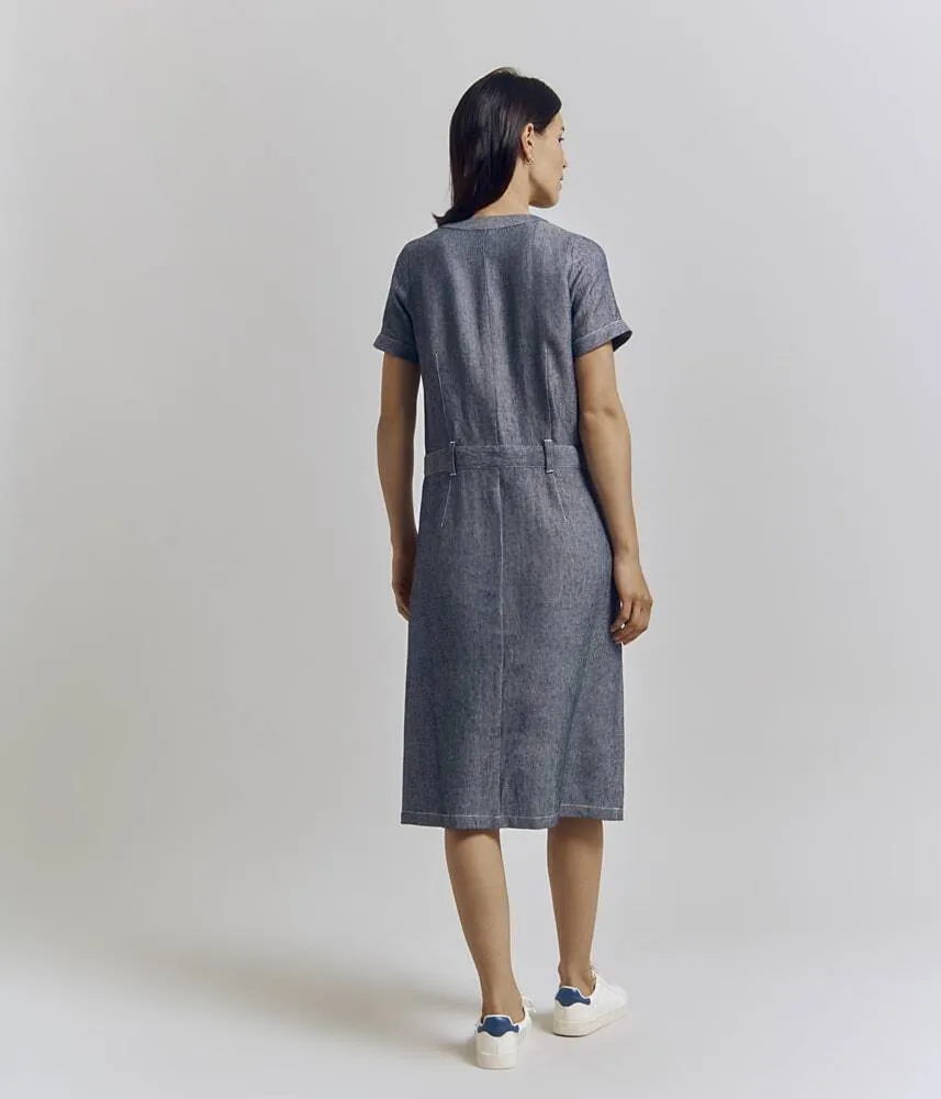 ROLINO STRAIGHT CHAMBRAY DRESS