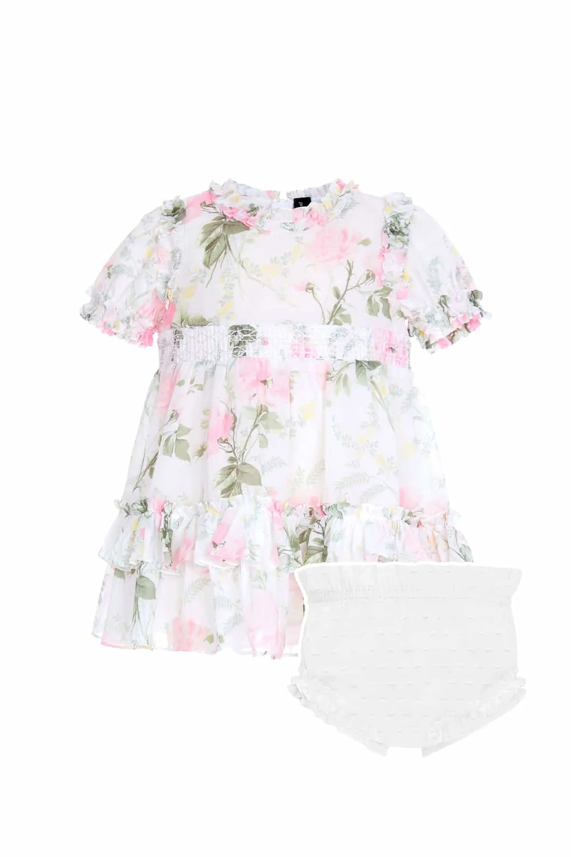 Rose Chiffon Smocked Baby Dress