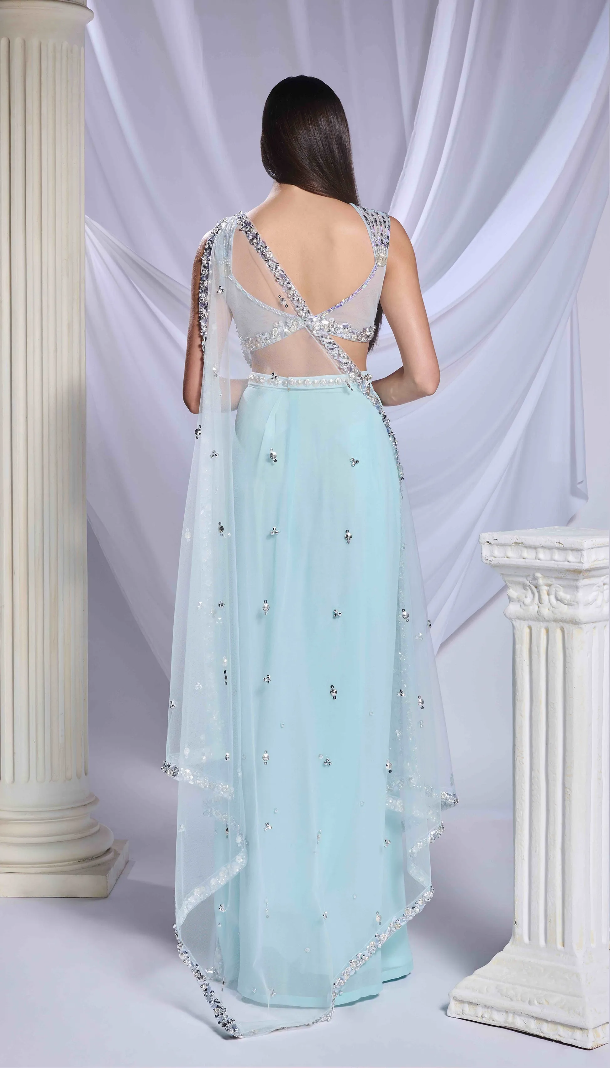 Royal Aqua saree set