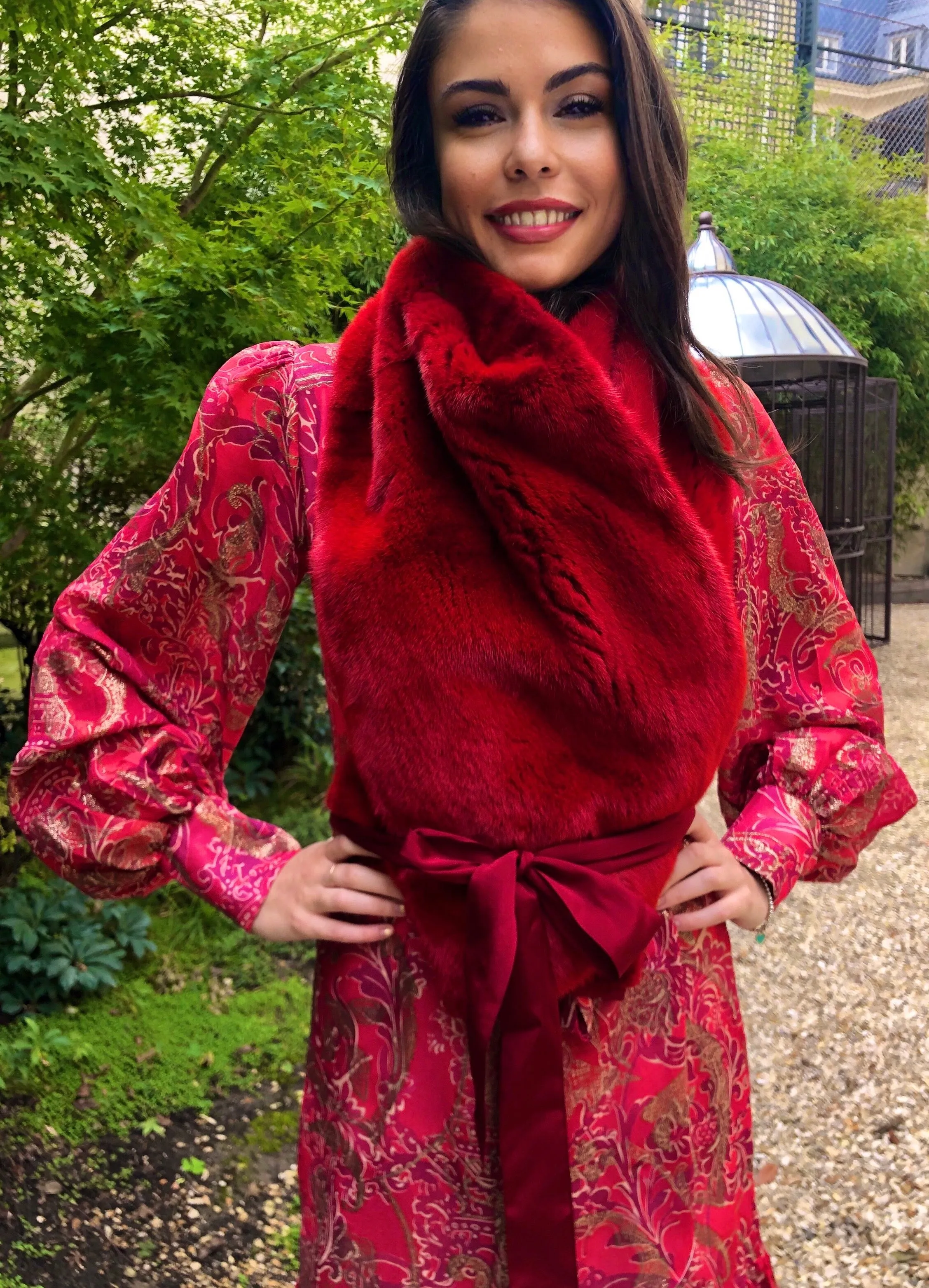 Ruby Red and Gold Wrap Dress - Pre Order Now for October Delivery