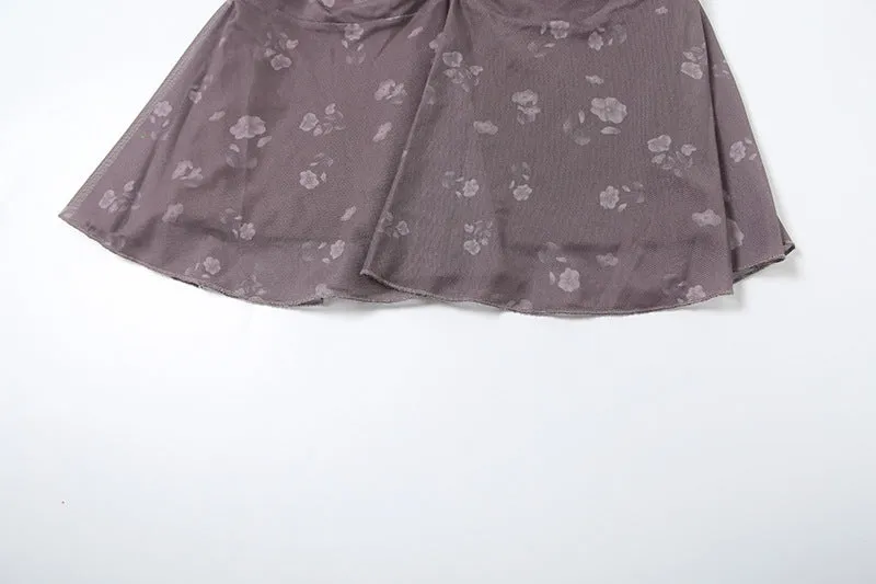Ruched A line flower print mini skirt