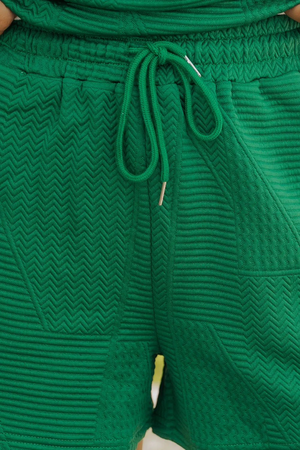 Ruffle Split Top and Drawstring Shorts