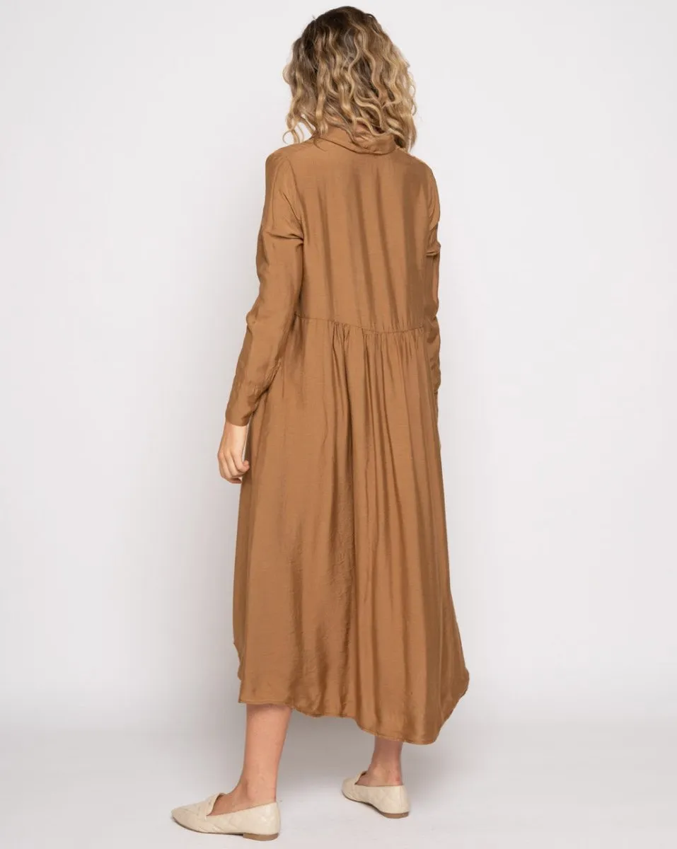 Ruffled Back Button-Up Shirtdress