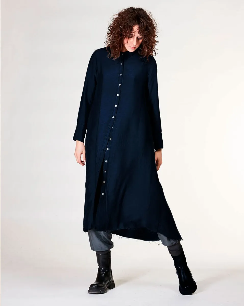 Ruffled Back Button-Up Shirtdress