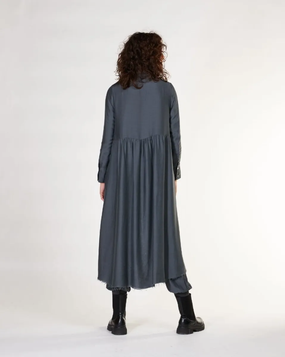 Ruffled Back Button-Up Shirtdress