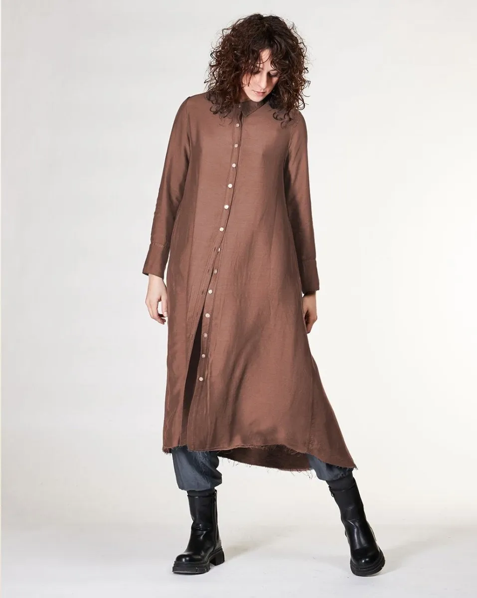 Ruffled Back Button-Up Shirtdress