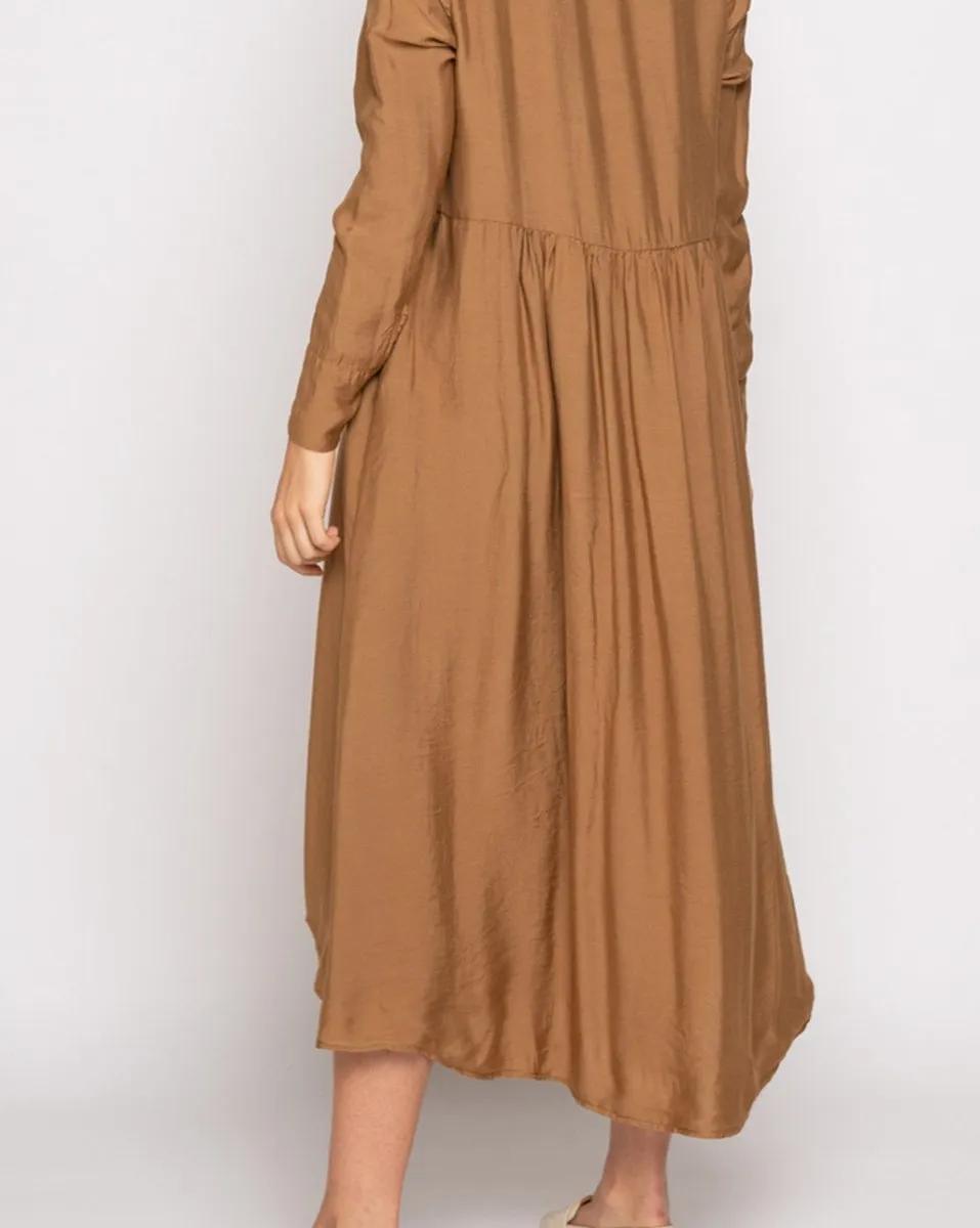 Ruffled Back Button-Up Shirtdress