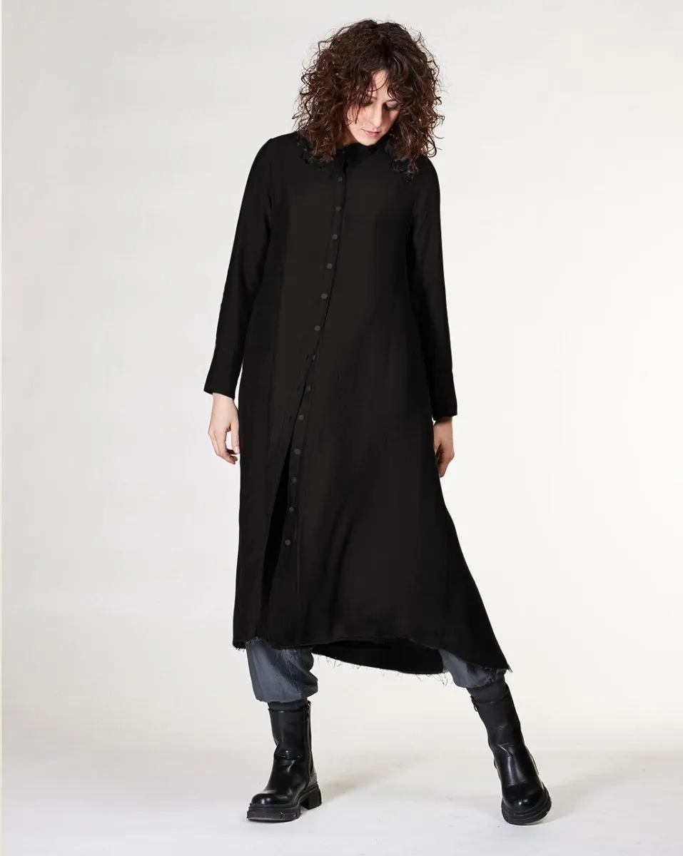 Ruffled Back Button-Up Shirtdress