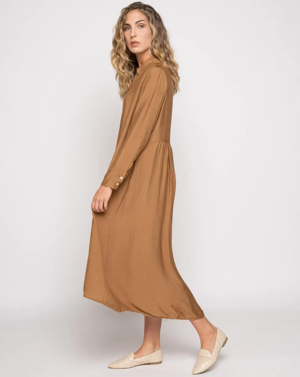 Ruffled Back Button-Up Shirtdress