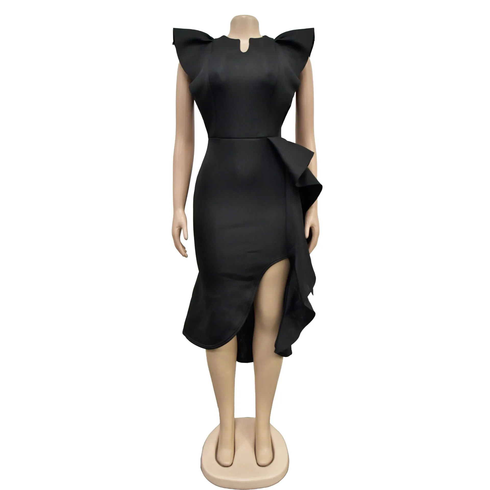 Ruffled Irregular Asymmetric Dress