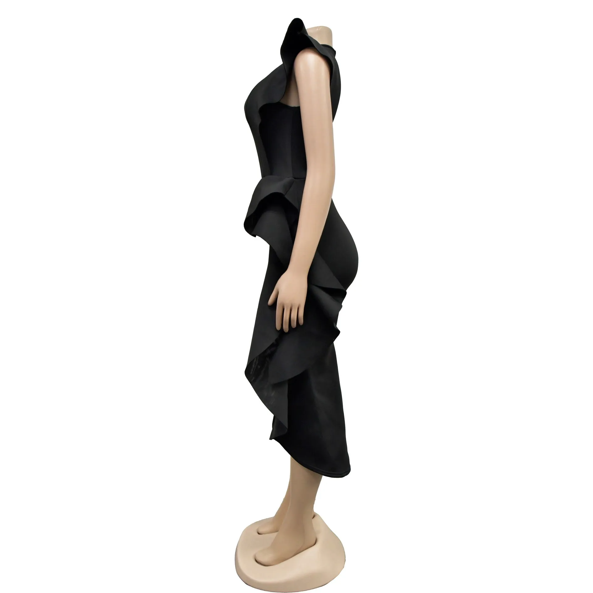 Ruffled Irregular Asymmetric Dress