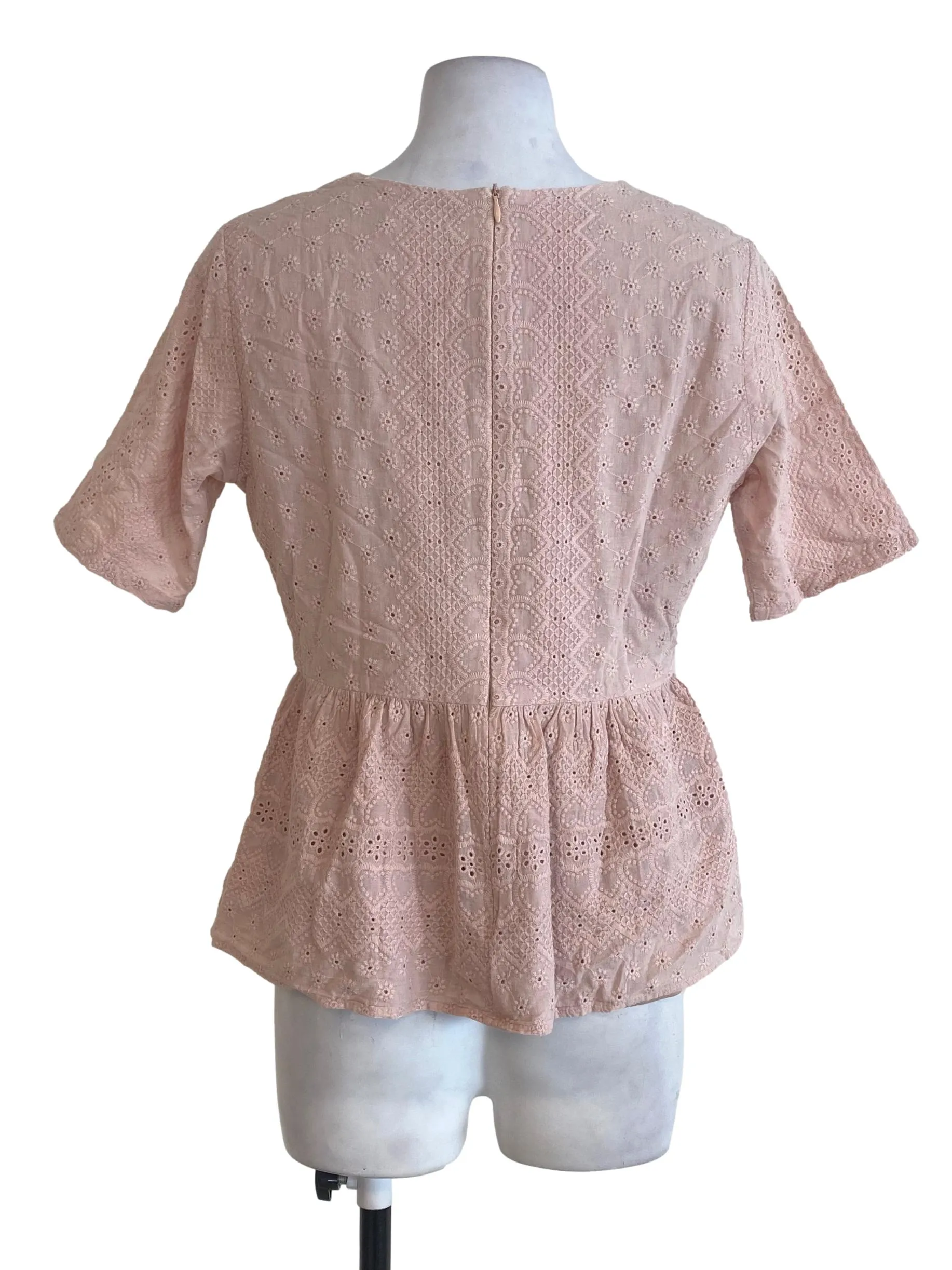 Salmon Floral Embroidered Top TCL