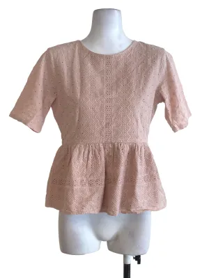 Salmon Floral Embroidered Top TCL