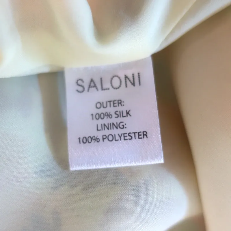 Saloni Olivia Off the Shoulder Ruffled Midi Dress Marigold Printed Silk Size US 6 NEW
