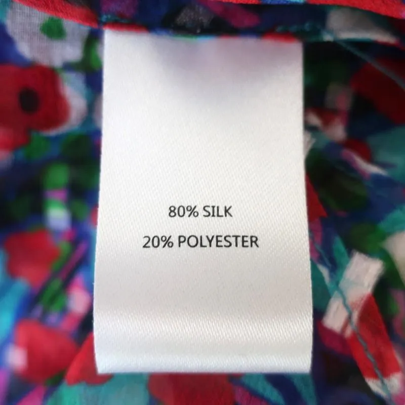 Saloni Ruffled Wrap Top Iman Multicolor Printed Silk Size 2 Long Sleeve Blouse