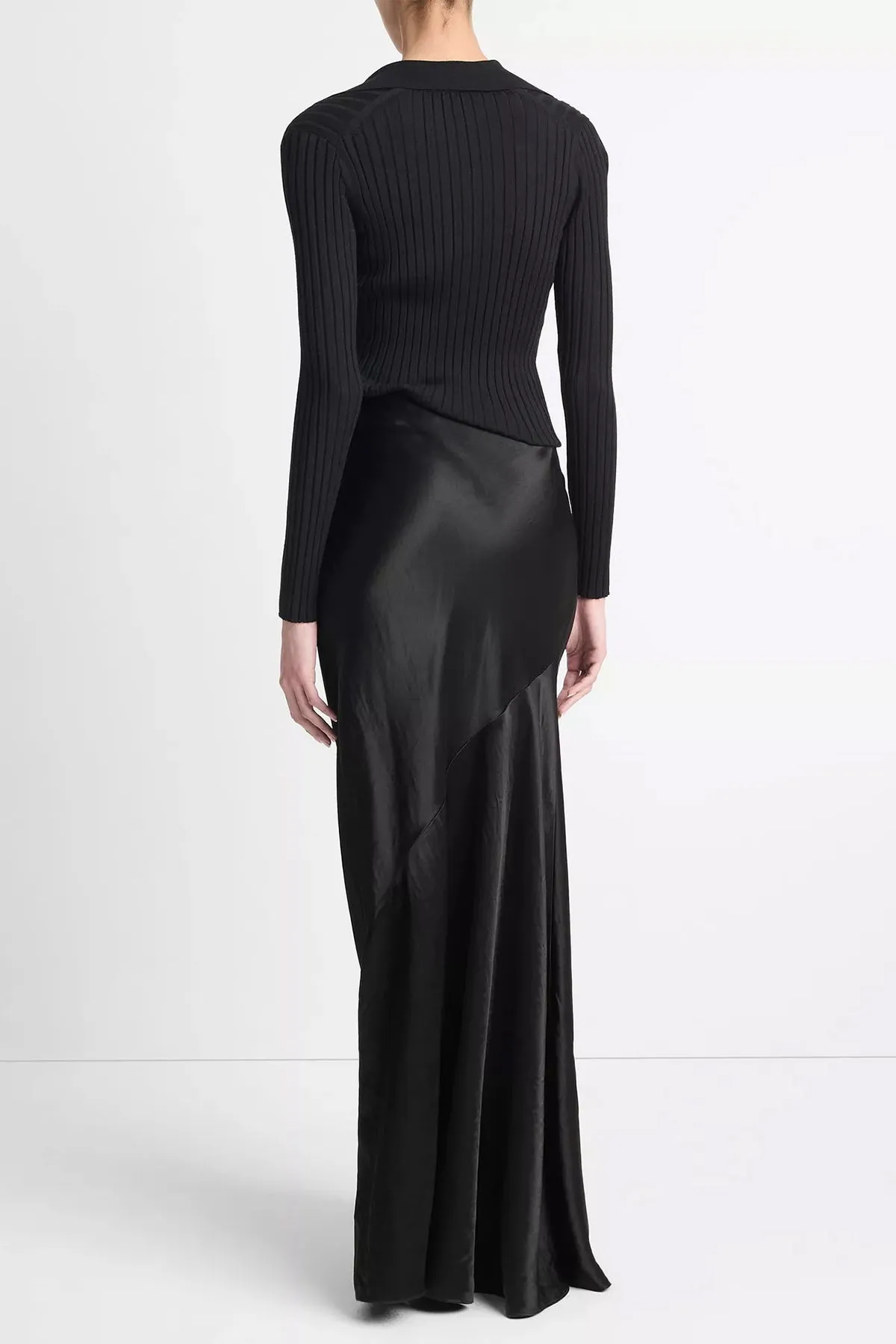 Satin Maxi Skirt in Black