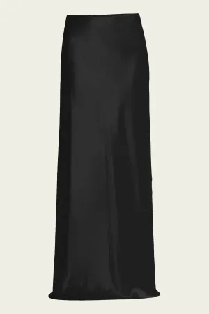 Satin Maxi Skirt in Black