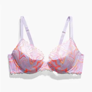 SAVAGE X FENTY Shining Star Embroidered Half Cup Plunge Bra 40DD Purple Orange