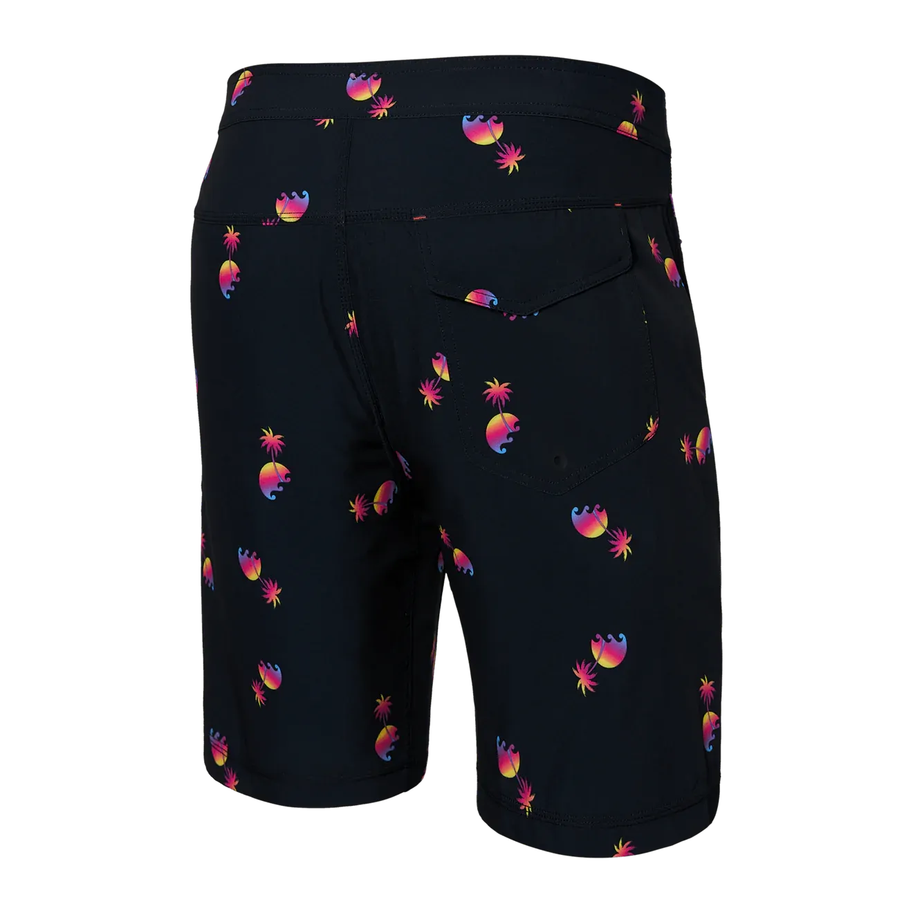Saxx Mens Betawave 9" Swim Shorts -  Sunset Waves - Black