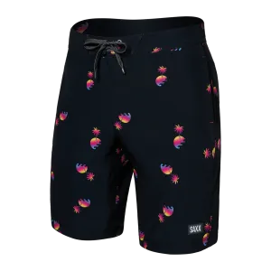 Saxx Mens Betawave 9" Swim Shorts -  Sunset Waves - Black