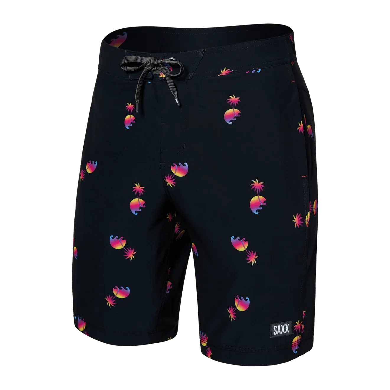 Saxx Mens Betawave 9" Swim Shorts -  Sunset Waves - Black