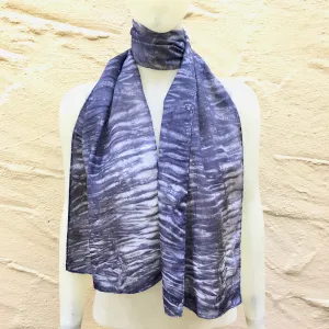 Scarf Spree: (S) Charcoal Black & White 11"x60" Silk Scarf