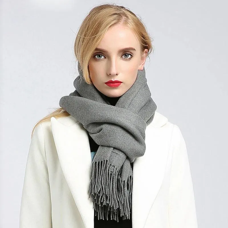 Scarves Women Cashmere Scarf Solid Thick Warm casual Winter Scarves for Ladies Hijabs Pashmina Shawls Wraps Tassel Female Echarpe 2021