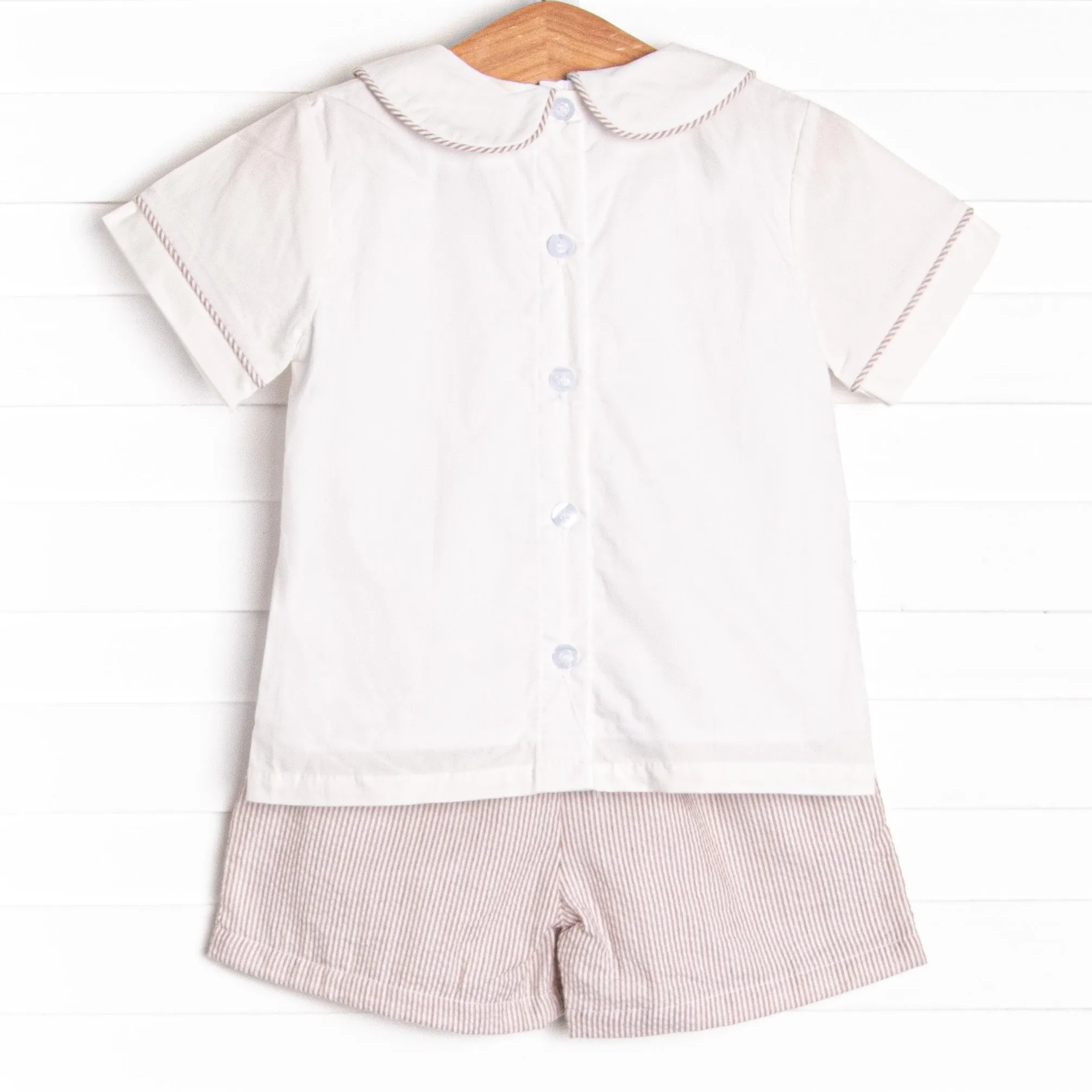 Seashell Search Applique Short Set, Tan