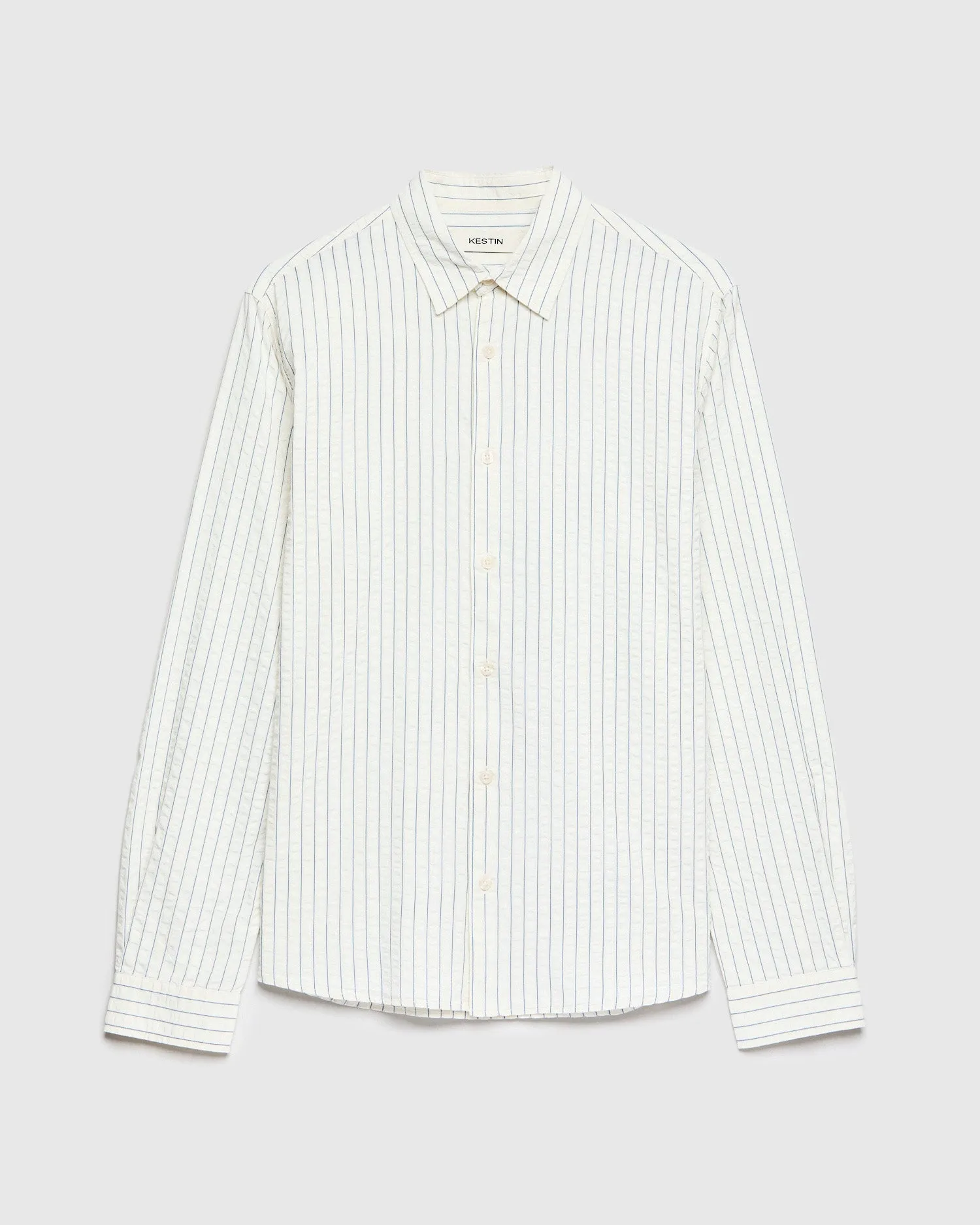 Seersucker Dirleton Shirt in Blue White Stripe