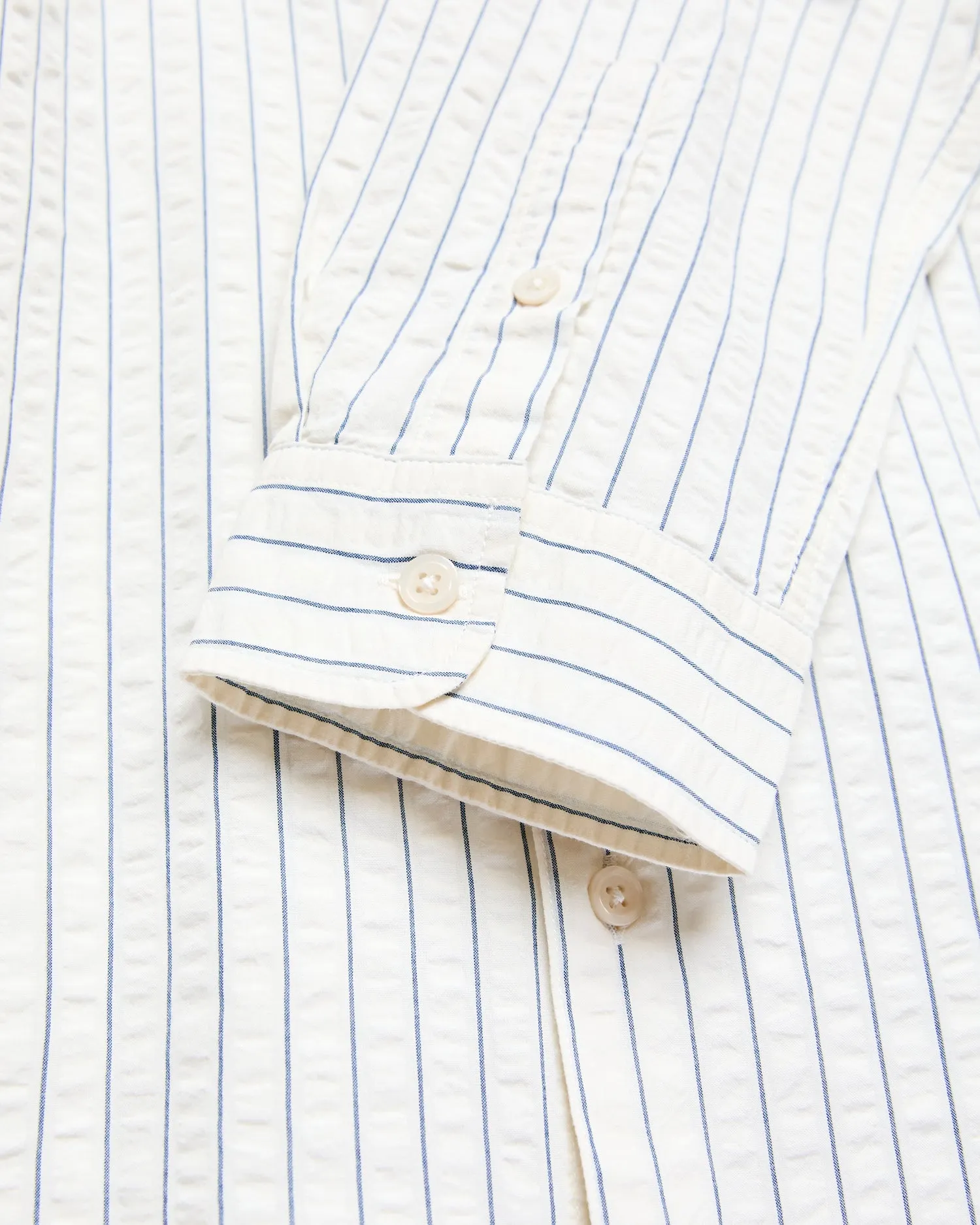 Seersucker Dirleton Shirt in Blue White Stripe