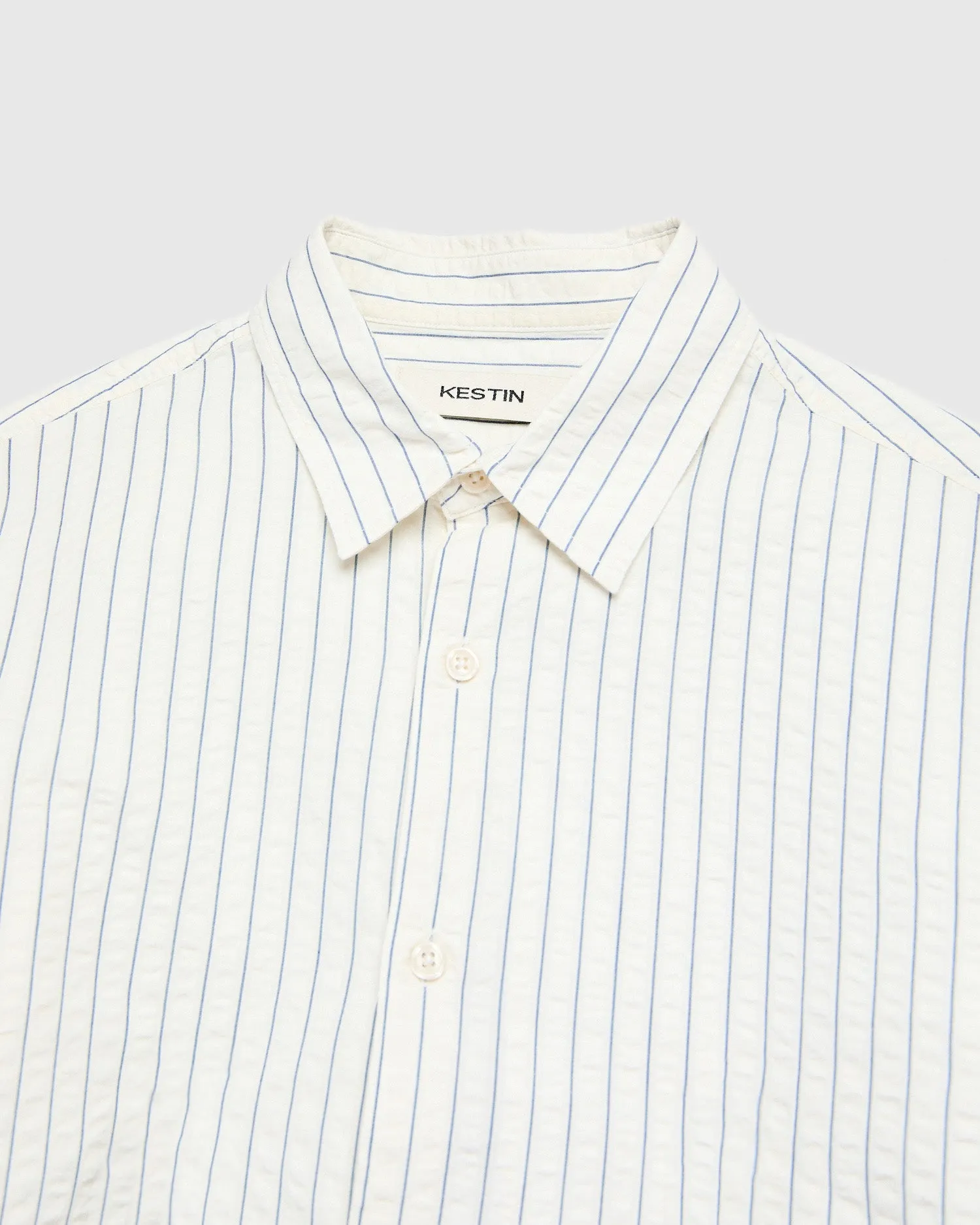 Seersucker Dirleton Shirt in Blue White Stripe