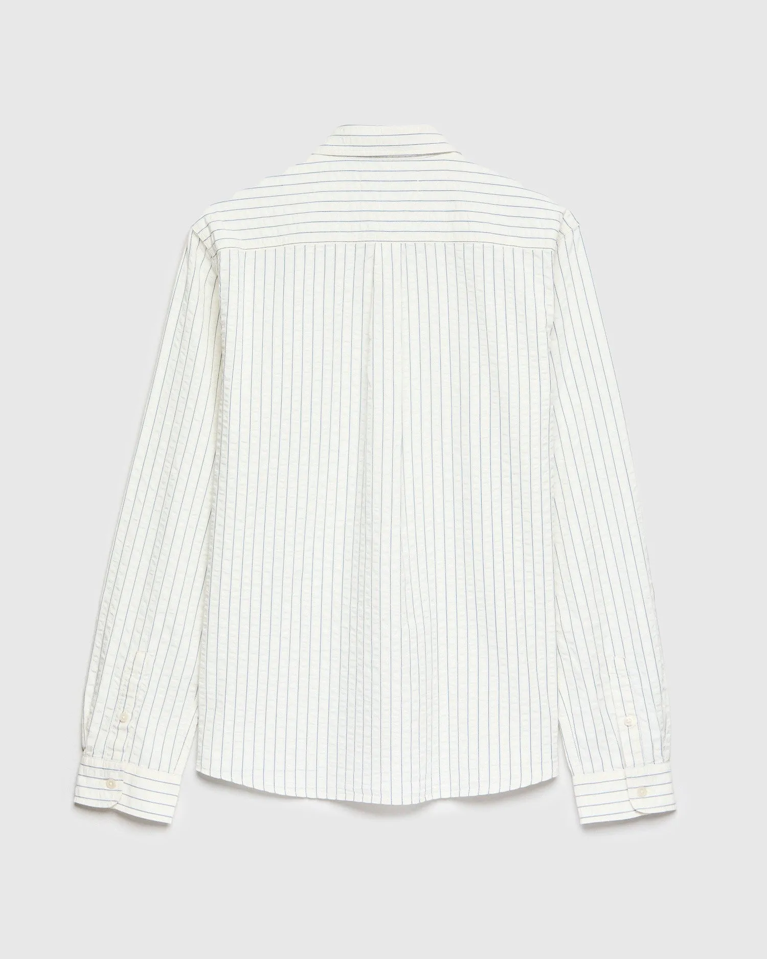 Seersucker Dirleton Shirt in Blue White Stripe