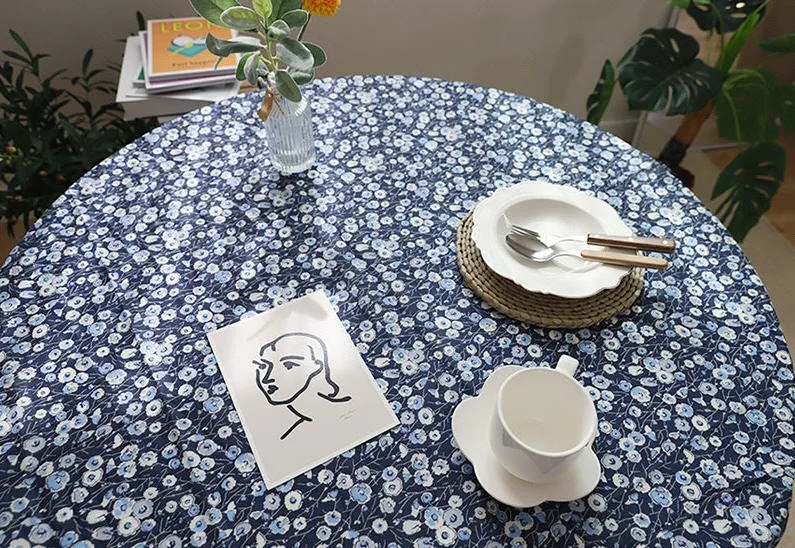 Semi-sheer Floral Cotton Fabric, Blue Flower Cotton Fabric, Lightweight and Thin, Quality Korean Fabric, Navy Cotton - By the Yard /49990