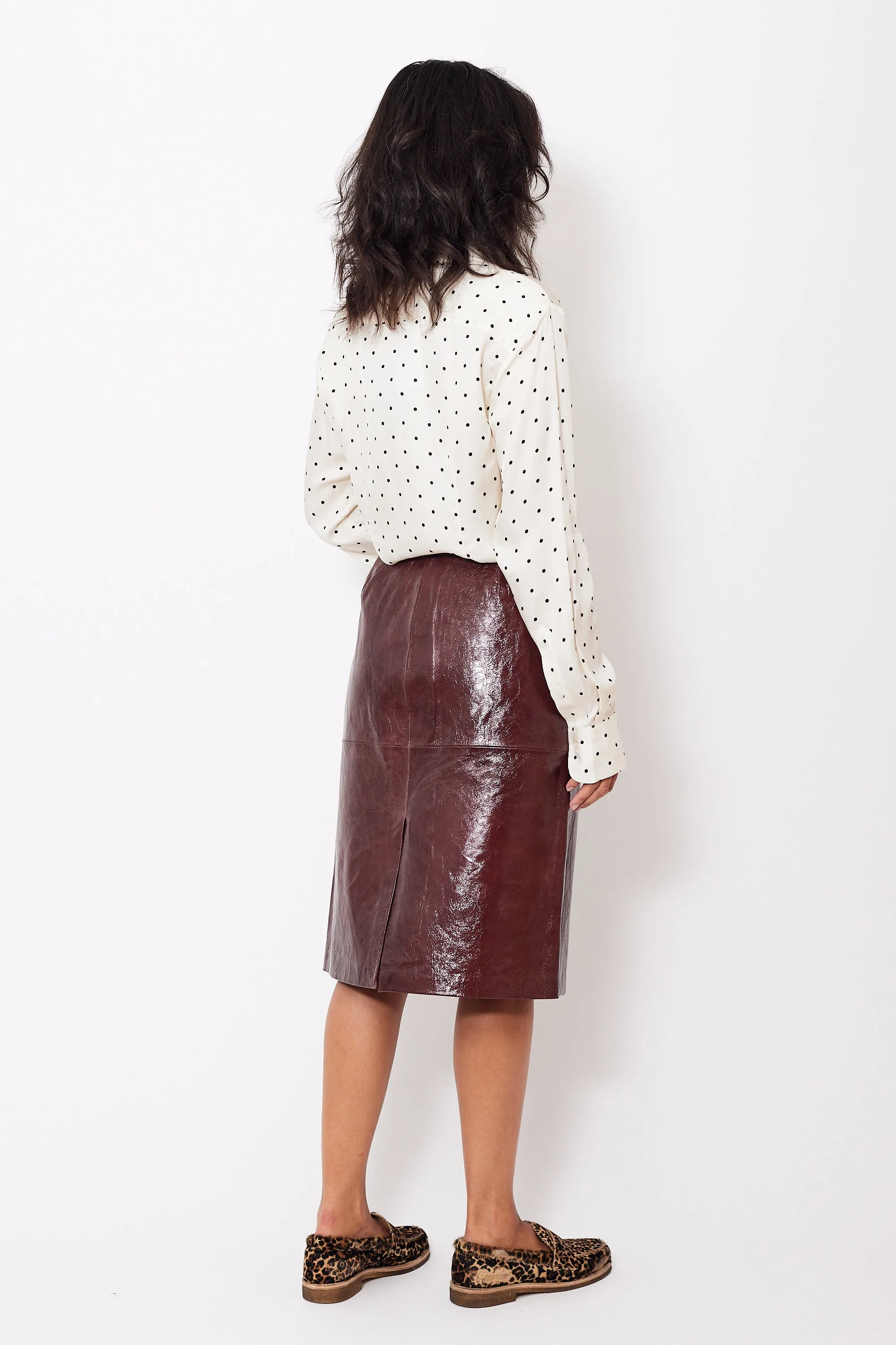 Seventy Front And Back Split Leather Skirt