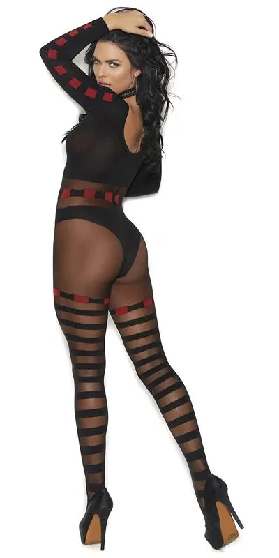 Sexy Grace Sheer Horizontal Striped Bodystocking