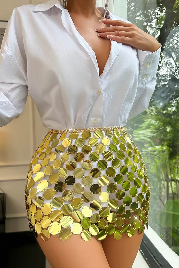 Sexy Sparkling Sequined Hollow Skirt
