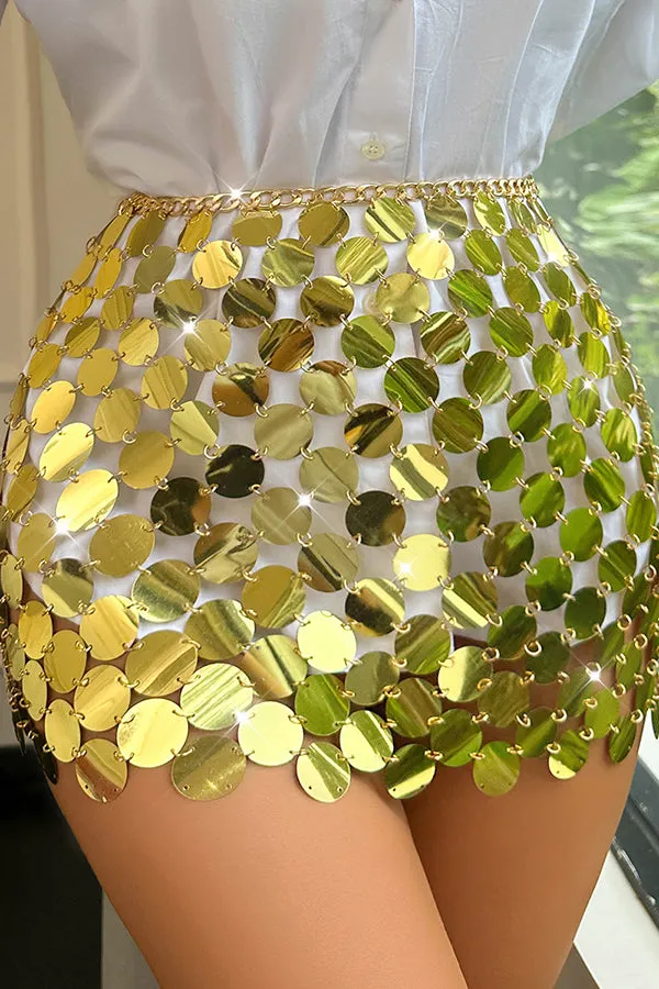 Sexy Sparkling Sequined Hollow Skirt